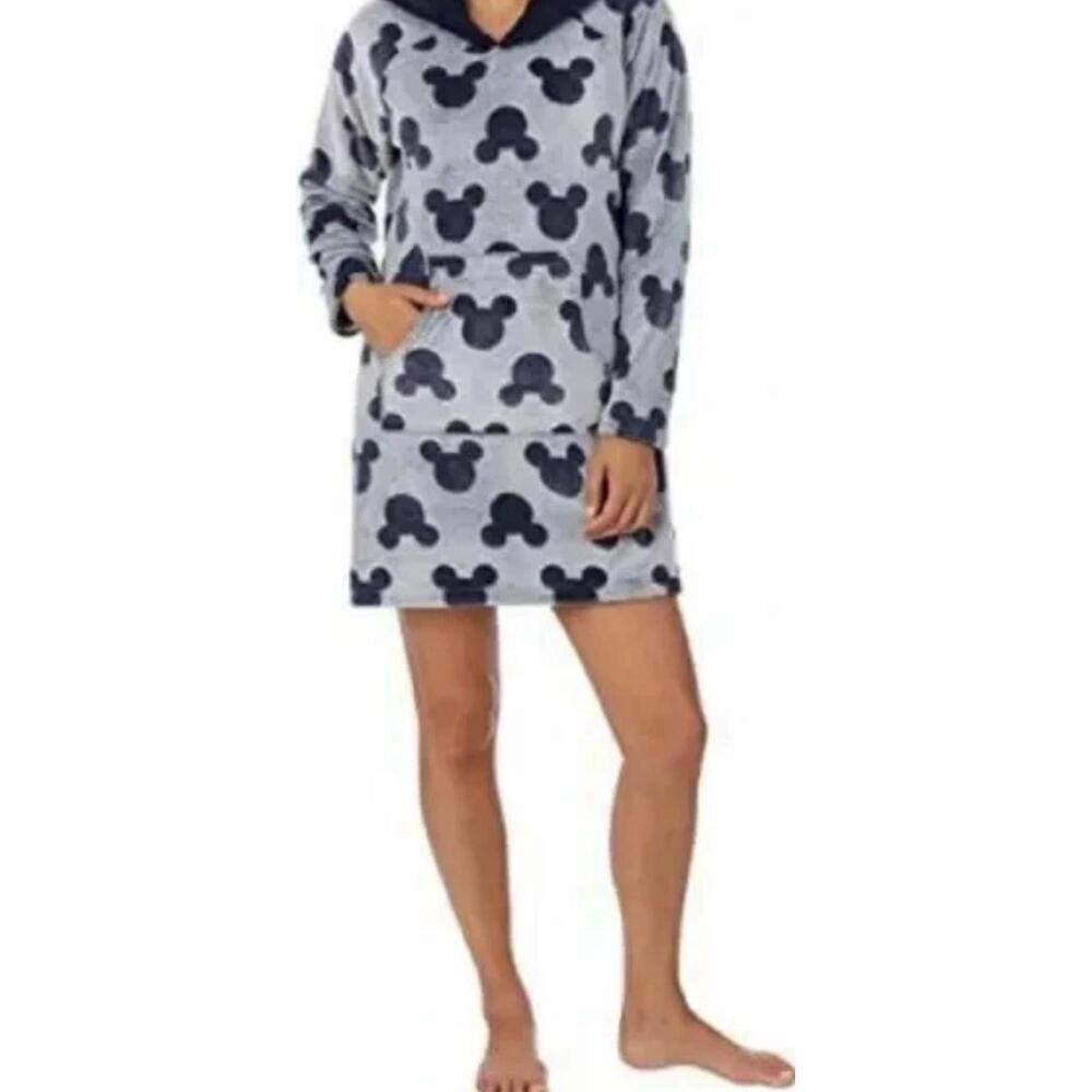 Disney Womens Mickey Mouse Fleece Lounge Cozy Hoodie, Dark Blue, Size-S. BF